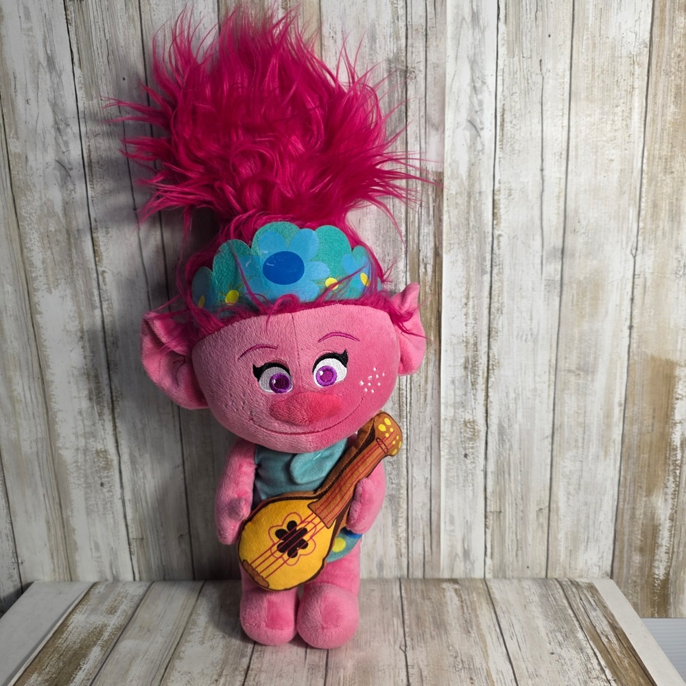 DreamWorks Trolls Poppy Plush 22 Inch Pink Hair Ukulele Stuffed Toy Doll